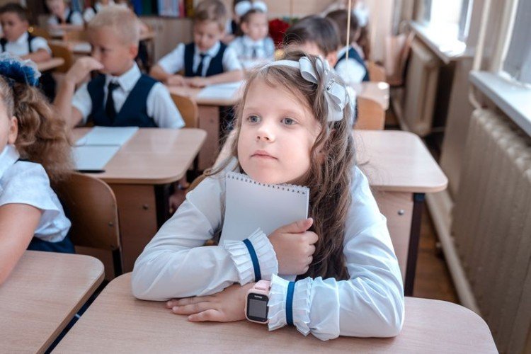 Школьница за партой