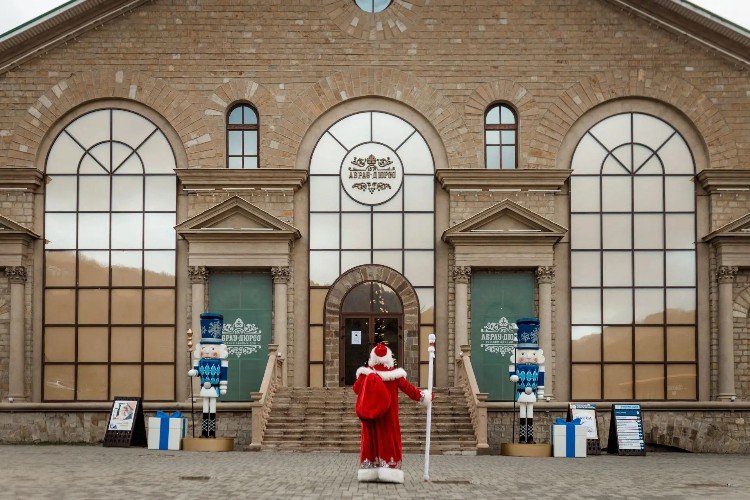 Дед Мороз перед зданием