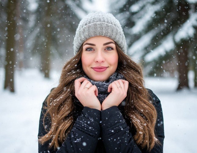 Девушка под снегом