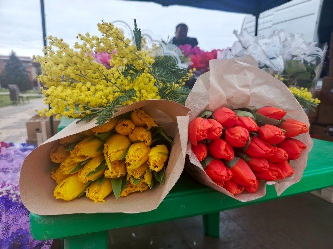 Мимоза и тюльпаны