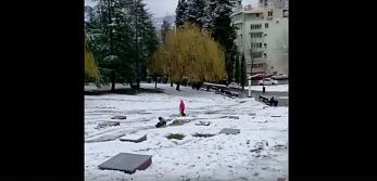 В Краснодарском крае дети устроили снежную горку на братской могиле В Краснодарском крае дети устроили снежную горку на братской могиле