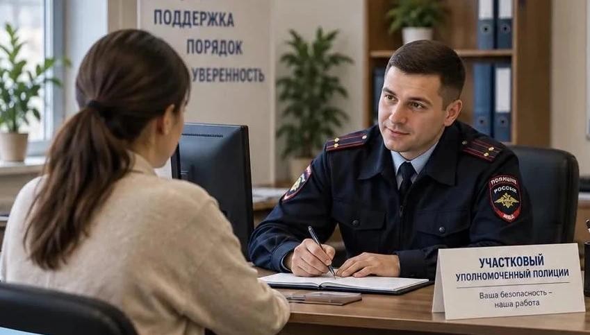 Участковый уполномоченный полиции и женщина